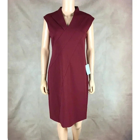 SPENSE Dark Red Cap Sleeve Structured Sheath Dress NWT 8 - Picture 1 of 10